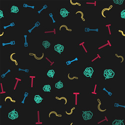 set line garden shovel tree sickle and rake vector image