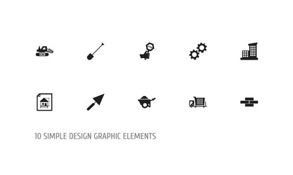 set of 10 editable building icons includes vector image