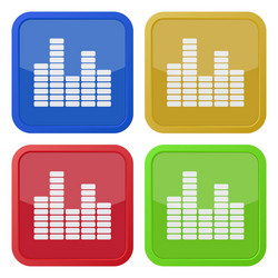 Set of four square icons with equalizer vector