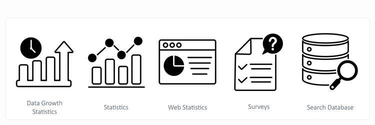a set of 5 statistics icons as data growth vector image