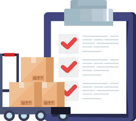 boxes over cart and list document design vector