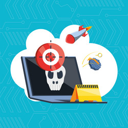 laptop computer with icons cyber security vector image