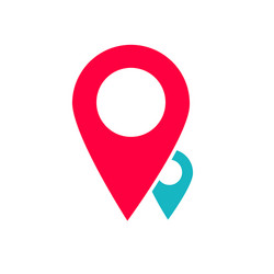 map two pin pointers logotype sign flat vector image