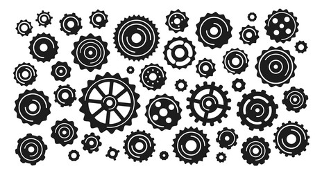 mechanical gears and cogwheels icon set setting vector image