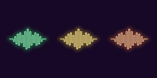 Neon icon set digital sound wave shape vector