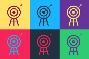 pop art target with arrow icon isolated on color vector image