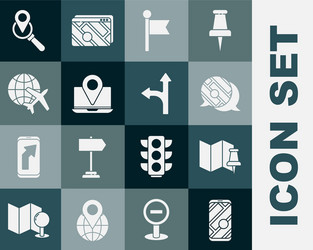 set city map navigation folded with push pin vector image