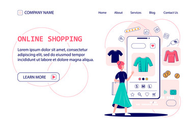 shopping mobile concept card landing web page vector image