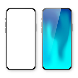 smartphone with blank touch screen and abstract vector image