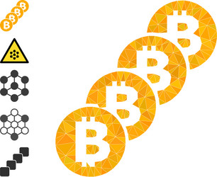 Bitcoin coin blockchain triangle icon and other vector