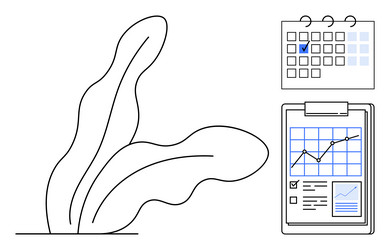 calendar with marked date and clipboard showing vector image