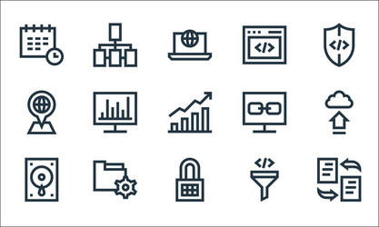 Development line icons linear set quality vector