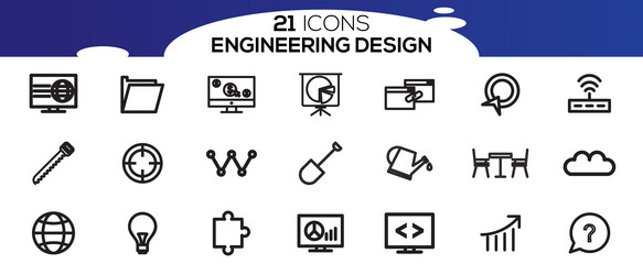 engineering icons set contains vector image