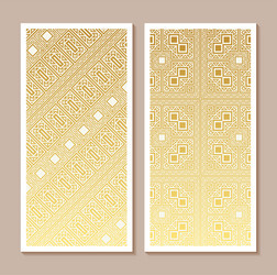 gold vertical banner with minimal pattern vector image