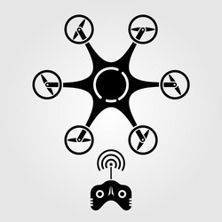 Hexacopter drone with remote controller vector