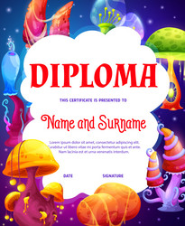 kids diploma with fantasy luminous magic mushrooms Vector Image