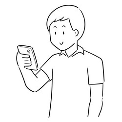 man using smartphone vector image