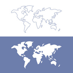 outline map of the world in two background colors vector image