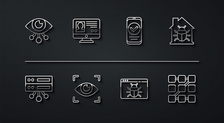 Set line eye scan server data web hosting vector