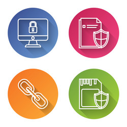 set line lock on computer monitor screen document vector image