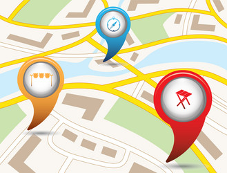 set of tourism service map pointers vector image