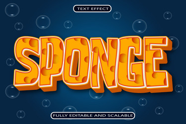 sponge editable text effect 3 dimension modern vector image