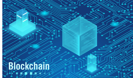 abstract neon color blockchain isometric concept vector image