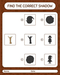 find the correct shadows game with dead tree vector image