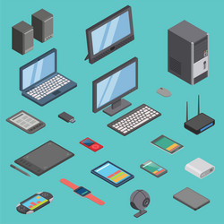Isometric Computer Gadget Set vector image