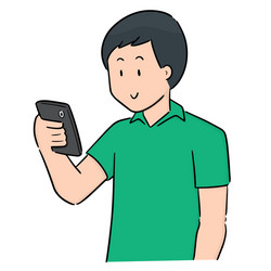 man using smartphone vector image