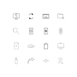 network and database simple linear icons set vector image