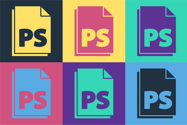 pop art ps file document icon isolated on color vector image