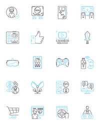 cyber world linear icons set encryption hackers vector image