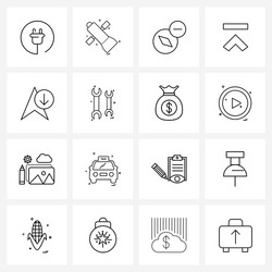 Isolated symbols set 16 simple line icons vector