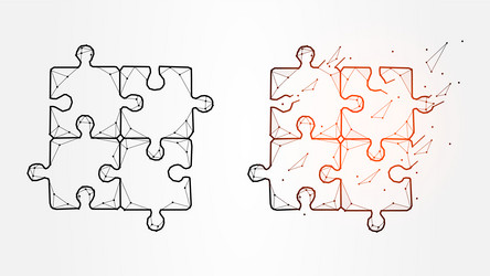 polygonal puzzle joint solution concept vector image