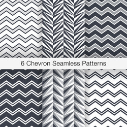 set 6 chevron seamless patterns monochrome color vector image