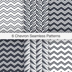 Set 6 chevron seamless patterns monochrome color vector