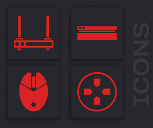 set gamepad router and wi-fi signal video game vector image