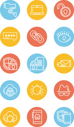 Set icons security block and flat style icon vector