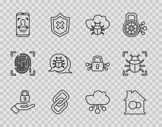 set line lock in hand smart home system bug vector image