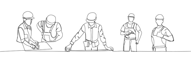 Set of builder with tape measure engineer vector