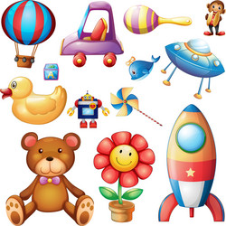 set of different toys vector