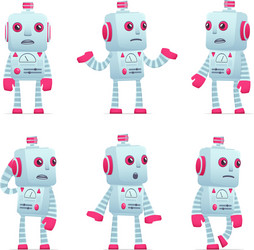 set of robot character in different poses vector image