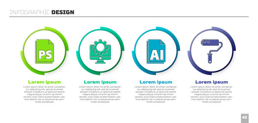 set ps file document computer monitor and gear vector image