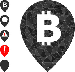 bitcoin map pointer polygonal icon and other icons vector image