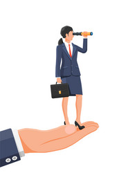 businesswoman looking in spyglass vector