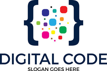 Digital code logo colorful coding vector