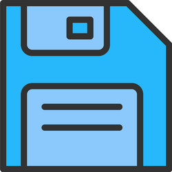 Floppy disk save flat color line icon vector