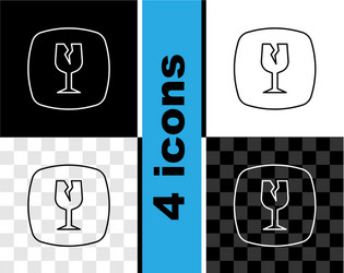 set line fragile broken glass symbol for delivery vector image
