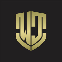 Wc logo monogram with emblem shield shape design vector